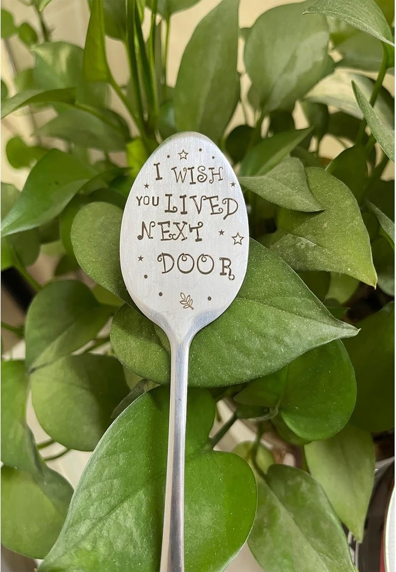 PLWalker Garden Friendship Gift for Women Gardeners, Plant Marker Stake Label Sign Tag, Gardening Gifts for Woman Lovers, Metal Garden Decoration (Live Next Door) - Image 4